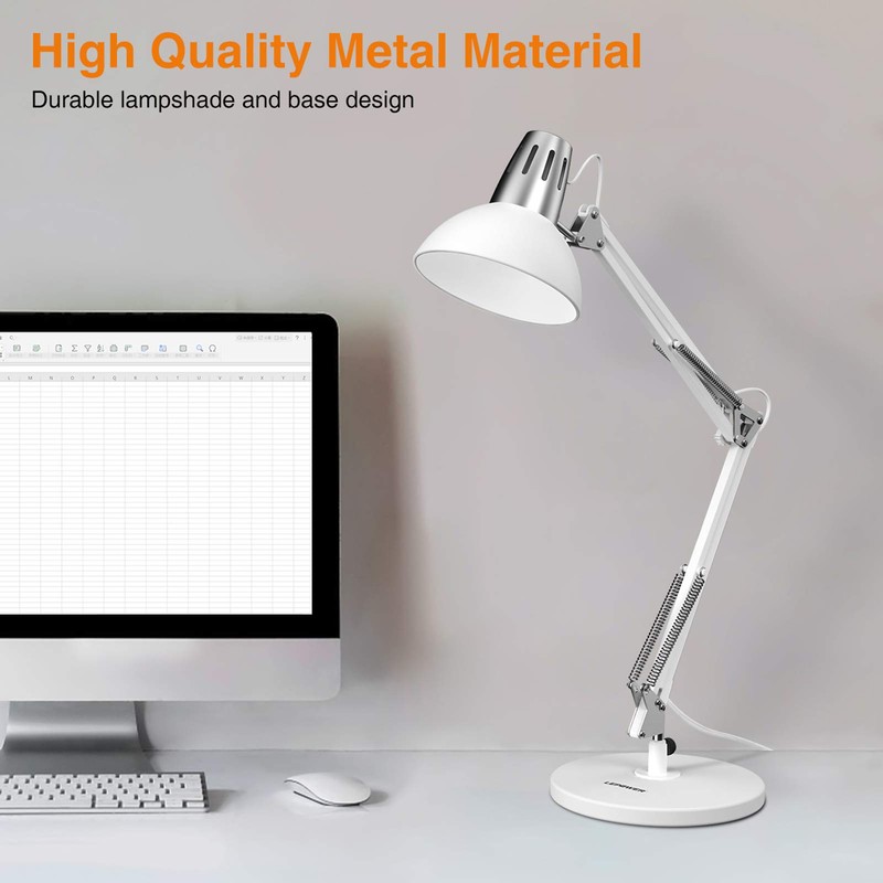 LEPOWER Metal Desk Lamp, Adjustable Goose Neck Architect Table Lamp