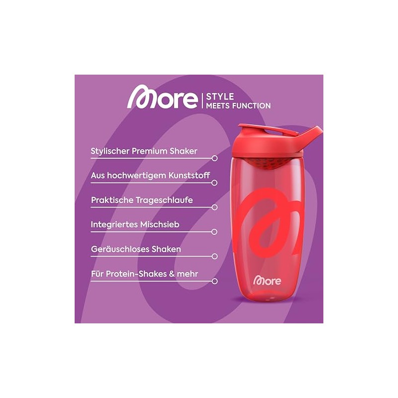 MORE Premium Shaker, 700 ml, Purple, Integrated Mixing Strainer &