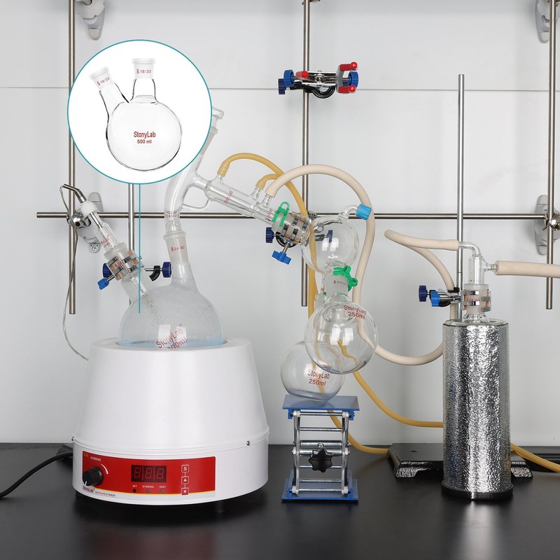 StonyLab Glass 50ml Heavy Wall 2 Neck Round Bottom Flask