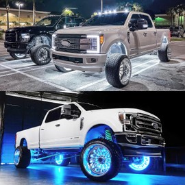 DREAMOTOR 4PCS 17.5" RGB LED Wheel Lights for Truck, Rim Lights for Trucks Compatible with Polaris Can-am F150 F250 GMC Sierra 1500 2500 Dodge Ram 1500 2500 Chevy Silverado 1500 2500 LTZ JEEP Wrangler