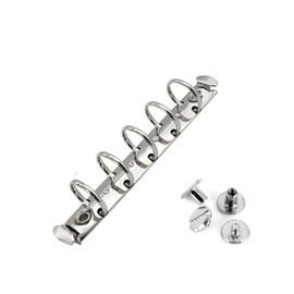 M5 Multi-hole Ring Binder Metal Fittings, Backless Type, 5 Holes [M5-5-15/15] 0.6 x 5.1 inches (15 x 130 mm), Ring Inner Diameter: 0.6 inches (15 mm), Iron Nickel Plating, Silver Chicago Screw,