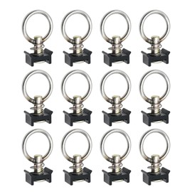 12 PCS L-Track Fittings O-Ring Track Locks, 1.5" Stainless Steel Ring L-Track Single Bolt Fitting with Ring, 4000 lb Capacity, Fits Standard L-Tracks, Aircraft Style Seat Tracks