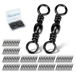 Piscorush Pack of 50/100 Fishing Swivels Fishing Barrel Swivels Fishing Accessories Swivel Set Extra Strong for Predator Fishing for Pike #16-#6/0 (Size #5_28 kg, Pack of 100)