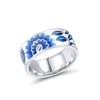 Santuzza 925 Sterling Silver Daisy Ring Blue Enamel Flower Pattern