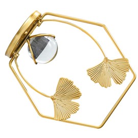 Peakloong 2Piece Ginkgo Biloba Crystal Ball Ornaments Living Room Office Wrought Iron Decoration European Decorative Metal Crafts Gold