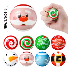 Suhine 72 Pcs Christmas Stress Ball 1.8 Inch Bulk Stress Ball Mini Christmas Squeeze Toys Relief Funny Stress Balls for Party Favors Stocking Stuffers Gifts Goodie Bag Fillers (Cute Style)