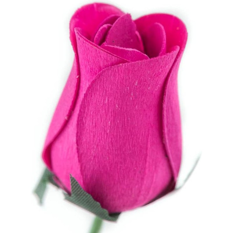Hot Pink Bunch of 8 Closed Bud Wooden Roses for