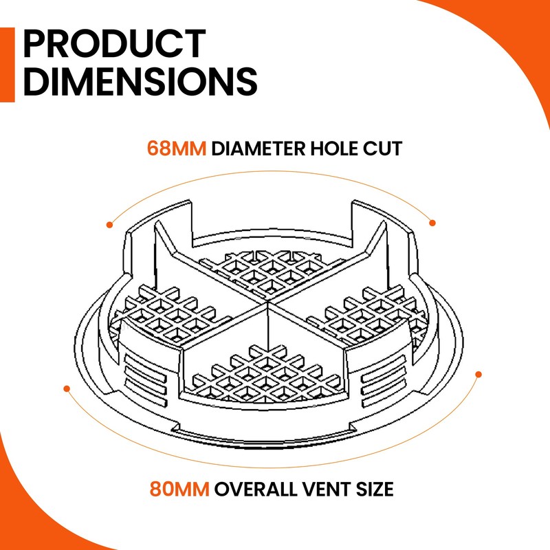25 x Brown Plastic 70mm Round Soffit Air Vents/UPVC Push
