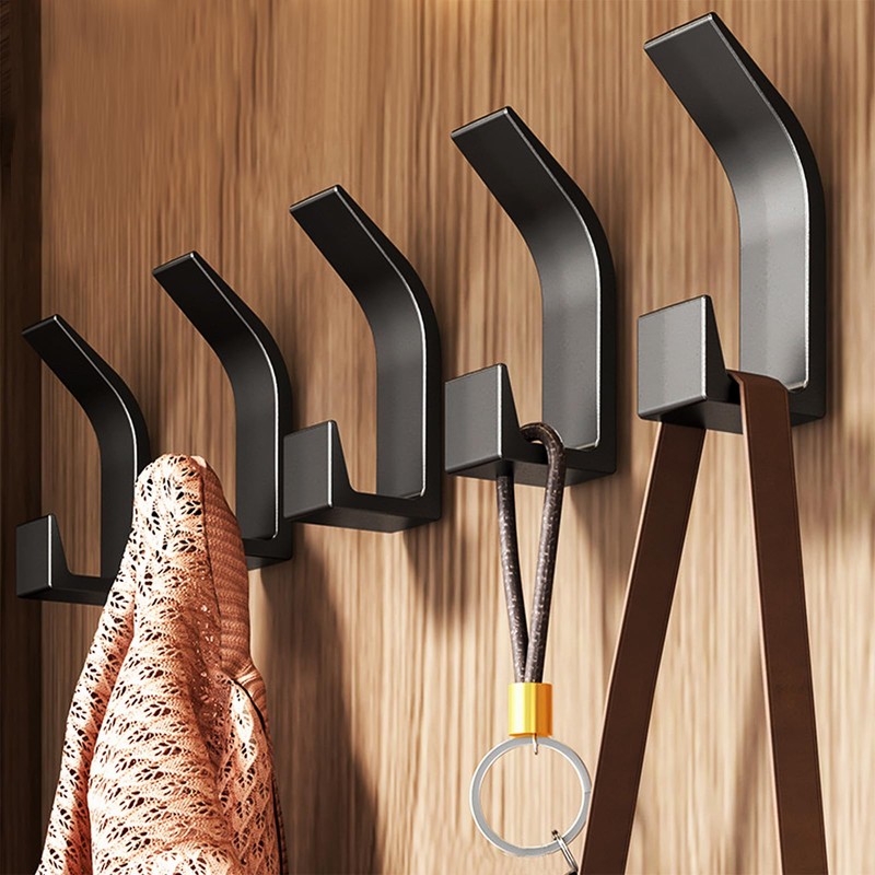 Rixotix 5 Pack Black Coat Hooks,Durable Wall Mounts for Coats,Bags,