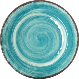 Carlisle FoodService Products Mingle Resuable Plastic Plate Dinner Plate with Pottery Style for Home and Restaurant, Melamine, 11 Inches, Aqua