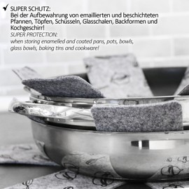 COM-FOUR ® Pan Protectors, Anti Scratch for Pans, Grey, Pattern (Pack of 6)