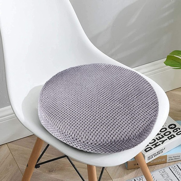 Big Hippo Round Seat Cushion,Memory Foam Round Chair Pad,Non-slip Chair Seat Cushion for Indoor Outdoor Garden Patio Kitchen-Grey