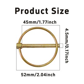 Runseaway 4Pcs 3/16" Linch Pin Assortment Kit, 4.5x45mm Shaft Locking Pins, Heavy Duty Lynch Pin Lock Pin Clips for Farm Tractors, Trailers, Mowers, Trolleys