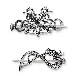 AIYVELU Pack of 2 Vintage Celtic Knot Hair Clips, Silver, Antique Silver Viking Hair Clips, Vintage Minimalist Celtic Knot Hair Clips for Wedding, Party