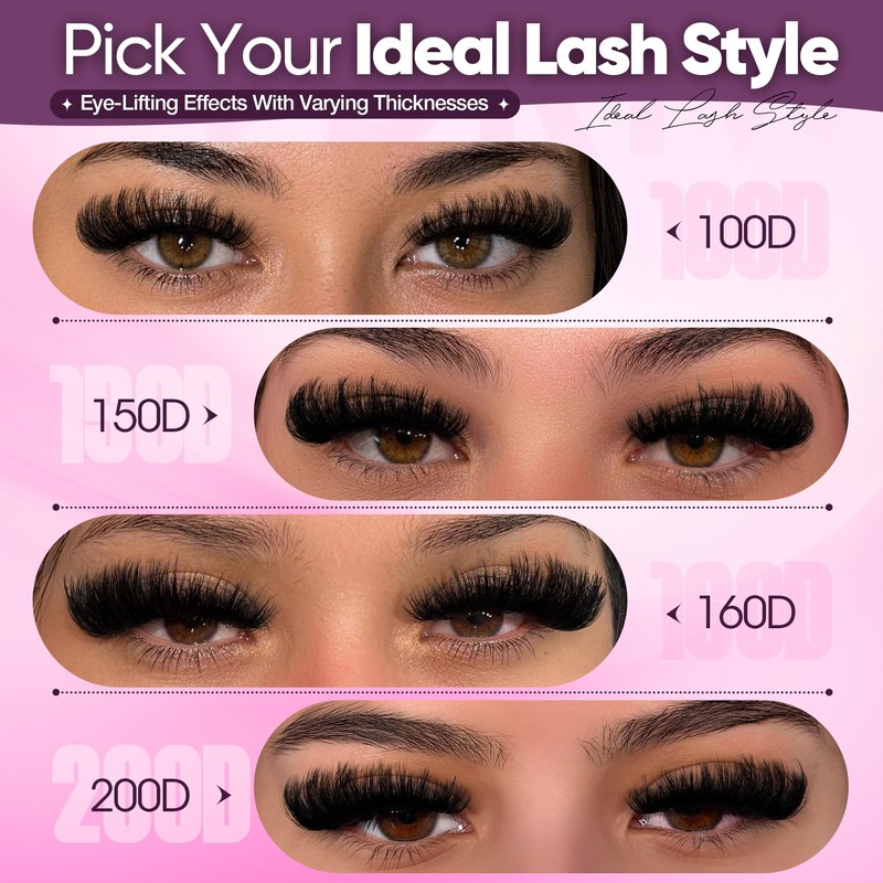Thick Fluffy Lash Clusters Kit 100-200D Dramatic Lash Kit Bold