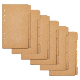 SUPERFINDINGS 30 Sheets 5 Index Dividers A6 Kraft Paper 6 Hole Binder Dividers 17.3 x 10.4 cm A6 Notebook Index Dividers with Tabs Burlywood 6 Hole Ring Index Page