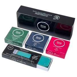 ēma fragrance Solid Perfume Set, 3 Solid Fragrance Pods + Refillable Compact Case in Aqua Blue (Fresh Musk, Iris, Pear) Natural, Vegan, Alcohol-Free, Travel-Friendly