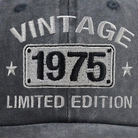 Vintage 1975 Limited Edition Hat, 50th Birthday Decorations for Men Women, 50 Year Old Baseball Cap Retirement Gifts for Mom Dad Friends Black