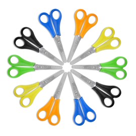 inodiref Pack of 10 Children's Craft Scissors, Children's School Scissors, Craft Scissors, Children's Scissors, Left-Handed Scissors, Children with cm Scale for School, Craft, DIY Paper Cutting