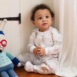 Burt's Bees Baby Baby Boys Pajamas, One-Piece Footed Sleeper PJs, Non-Slip Snug Fit for Infants 12, 18, and 24 Months