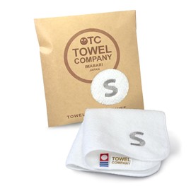 TOWEL COMPANY Imabari Towel Handkerchief 22 x 22 cm Gift Embroidered Initial (Alphabet-S-(Off-White))
