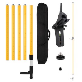 Laser Level Pole with Adjustable Mount 1/4-Inch by 20-Inch, 12 FT/3.7M Adjustable Telescoping Laser Pole with 5/8''-11 Thread Adapter for Rotary and Line Lasers (Without Tripod)