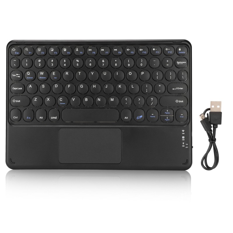 10in Wireless Bluetooth Touchpad Keyboard Retro Round Keycap Ergonomic Magnetic