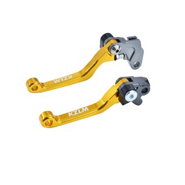 KZLM Motorcycle Foldable Clutch Brake Lever CNC Aluminum Pivot Handle for RM85 RM 85 2005-2017 RM125 RM250 RM 125 250 2004-2008 Pit Dirt Bike (Gold)