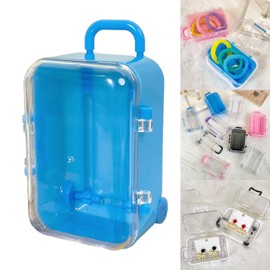 MEELYHOMEZQA Plastic Miniature Suitcase Dolls Accessories Trunk Toy Small Purse Handbag Luggage Storage Box Dollhouse Decoration, See product size chart, Black