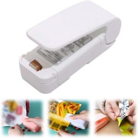 White Portable Mini Sealing Machine, 2024 Upgraded Mini Bag Sealer, Portable Handheld Vacuum Food Sealer Bag Sealing Machine for Snack Bags, 2 in 1 Bag Sealer Heat Seal Tool, Vacuum Sealers