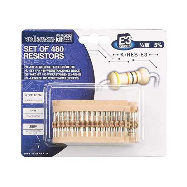 CF 1/4W 5% E3 Resistor Kit 480 Pieces | Resistance