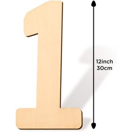 SAVITA 12 Inch Blank Wooden Number 1 Unfinished Wood Slices Sign Board for DIY Craft Projects Home Sign Wall Birthday Wedding Party Decoration (1)