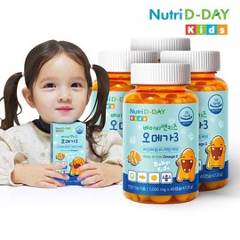 NutriDay 뉴트리디데이 베이비 앤 키즈 오메가3 츄어블 4병+증정 NutriD-Day Baby and Kids Omega 3 Chewable 4 Bottles + Gift