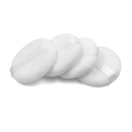 Zvrlampro 4 Pieces Cotton Powder Puff, Soft Makeup Puff for Loose Powder Foundation, Face Powder Puff Pads Body Cosmetic Foundation (White, 3.15 Inch)
