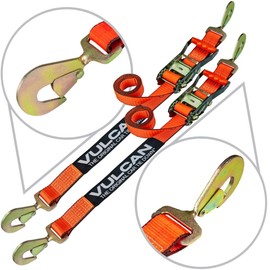VULCAN Car Tie Down with Twisted Snap Hooks - 2 Inch x 96 Inch - 2 Pack - PROSeries - 3,300 Pound Safe Working Load