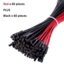 Breadboard Jumper Wires 20AWG, Bestlus Exclusives Male to Female Jumper Wires M/F 150mm Pack of 120 Square Head 0.1'' (15CM / 6'', M/F, Red x 60 Pieces Black x 60 Pieces)