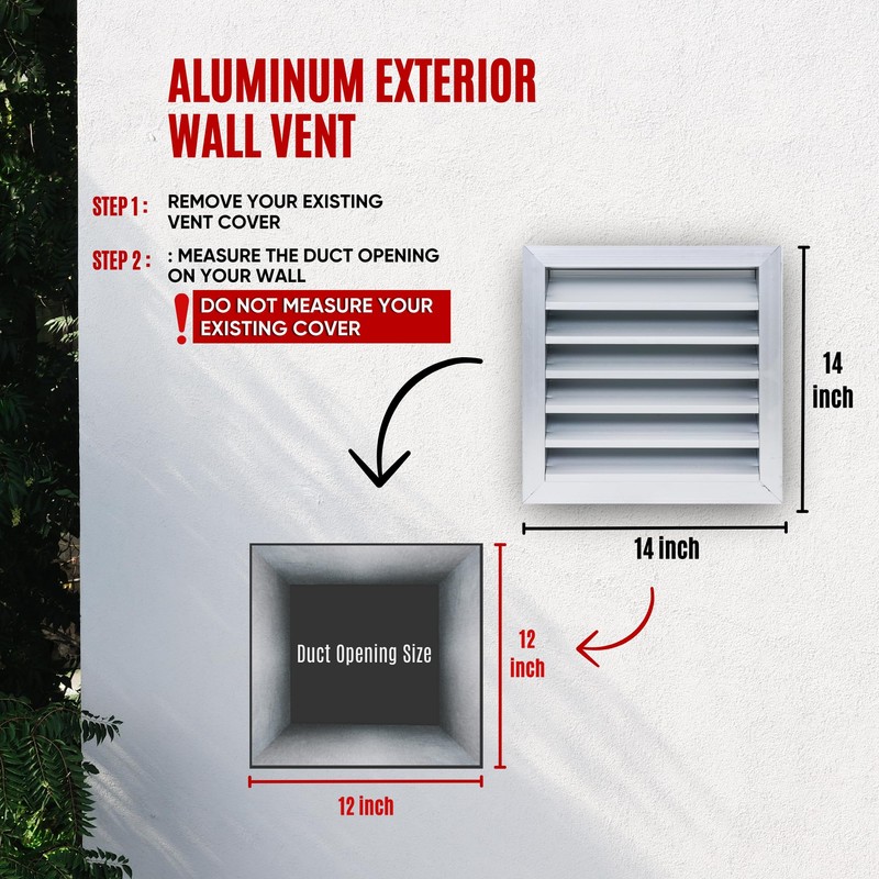 Fits 12x12 Wall Opening Anodized Aluminum Exterior Wall Vent by