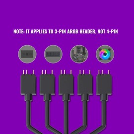 Cooler Master 1-to-5 Addressable RGB Splitter Cable Universal 3-pin ARGB Sync on LED Strips and Fans for Computer Cases, CPU Coolers and Radiators Fans