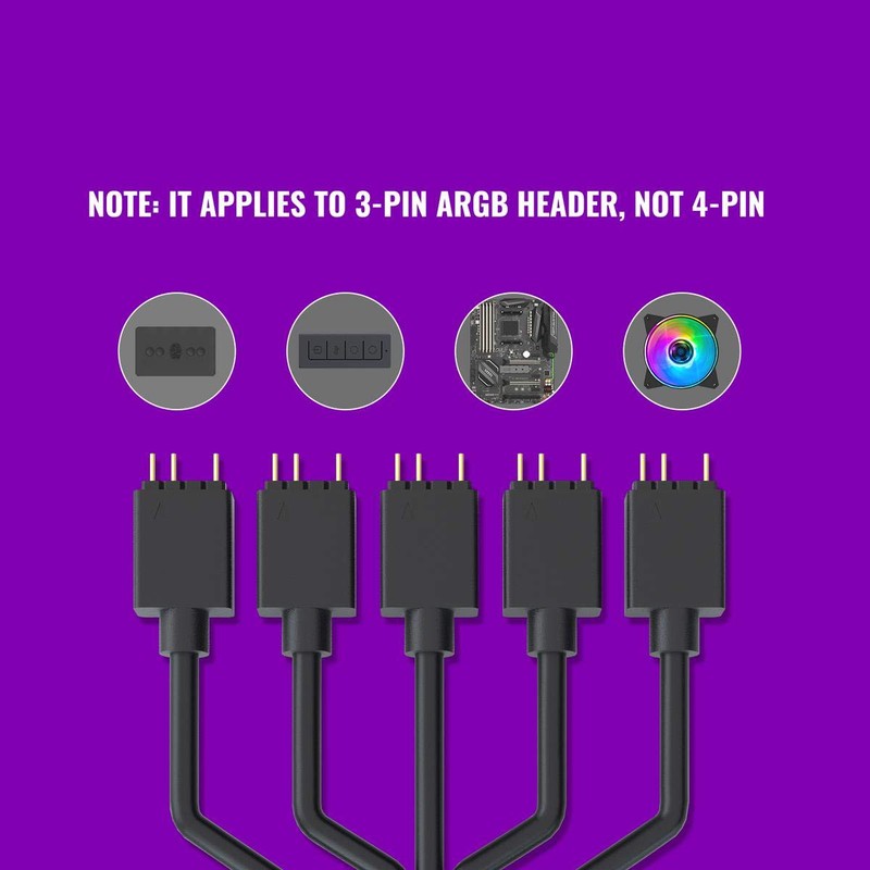 Cooler Master 1-to-5 Addressable RGB Splitter Cable Universal 3-pin ARGB