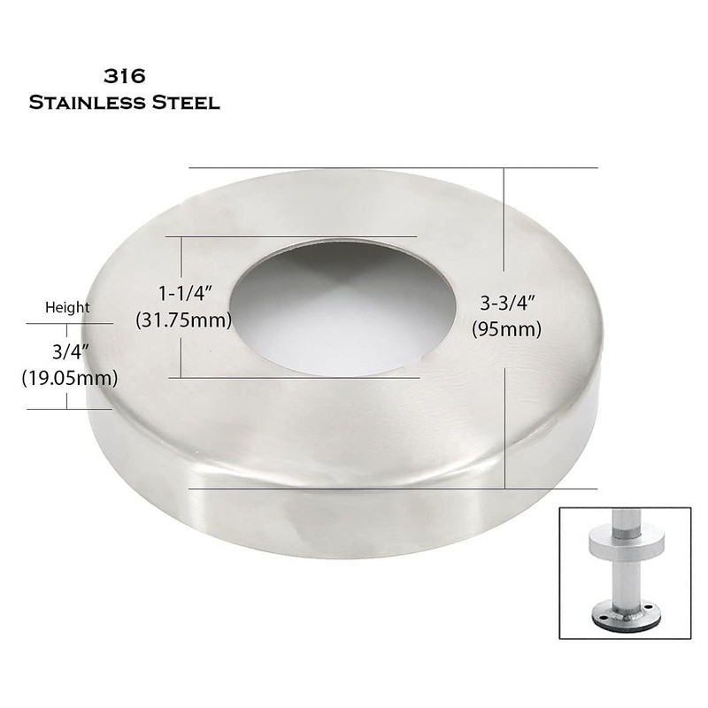 Stainless Steel 316 Grade Base Cover for 1-1/4" Railing Post
