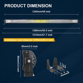AUXTINGS 50 inch 648W Straight LED Light Bar 7D Lens Spot Flood Combo Beam Triple Row LED Work Diving Lights with Wiring Harness Kit for Off Road ATV AWD SUV 4WD 4x4 Pickup,12V 24V Waterproof 6000K