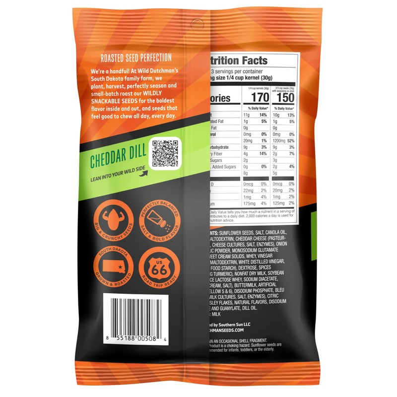 Wild Dutchman Roasted Sunflower Seeds in a Resealable Bag for