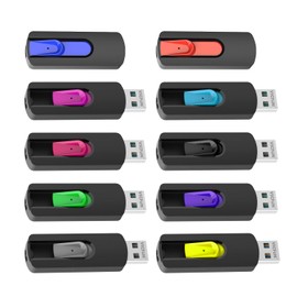VICFUN 10 Pack 512MB USB Flash Drives USB 2.0 Flash Drive Slide Retractable USB Memory Stick 512MB,Multi-Color Pack