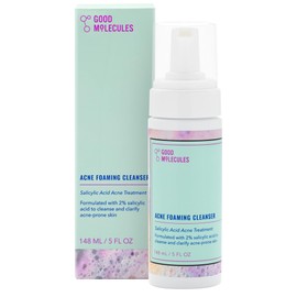 Good Molecules Acne Foaming Cleanser 5oz/148ml - Foam Face Wash With Salicylic Acid BHA To Fight Breakouts and Blemishes - Clarifying Exfoliating Skin Care For Face with Aloe and Witch Hazel