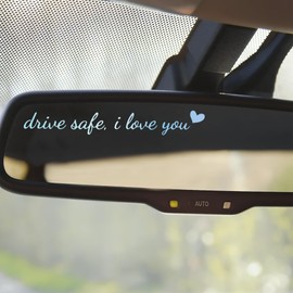 Miarita 3X Drive Safe I Love You Holographic Rearview Mirror Decal, Car Window Decals, Car Stickers for Women, I Love You Drive Safe Mirror Sticker