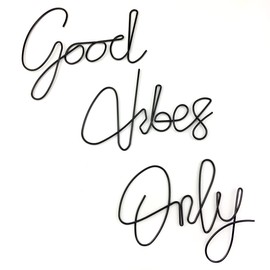 Marynee Good Vibes Only Wall Decor Signs Metal Letters Wall Decor Inspirational Wall Decals for Room Office Home Wall, 9x6 Inches, Black