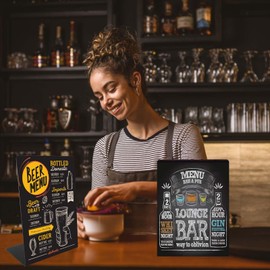 Chalkboard Stand A5, Pack of 6 21 x 15 cm Plastic Blackboard for Labelling, Black L-Shape Black Price Tags Stand, Small Chalkboard Buffet Signs for Restaurant Cafe Wedding Party