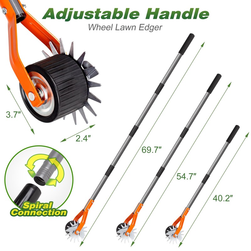 Walensee Wheel Rotary Edger, 69.7 Inch Hand Manual Edger Lawn