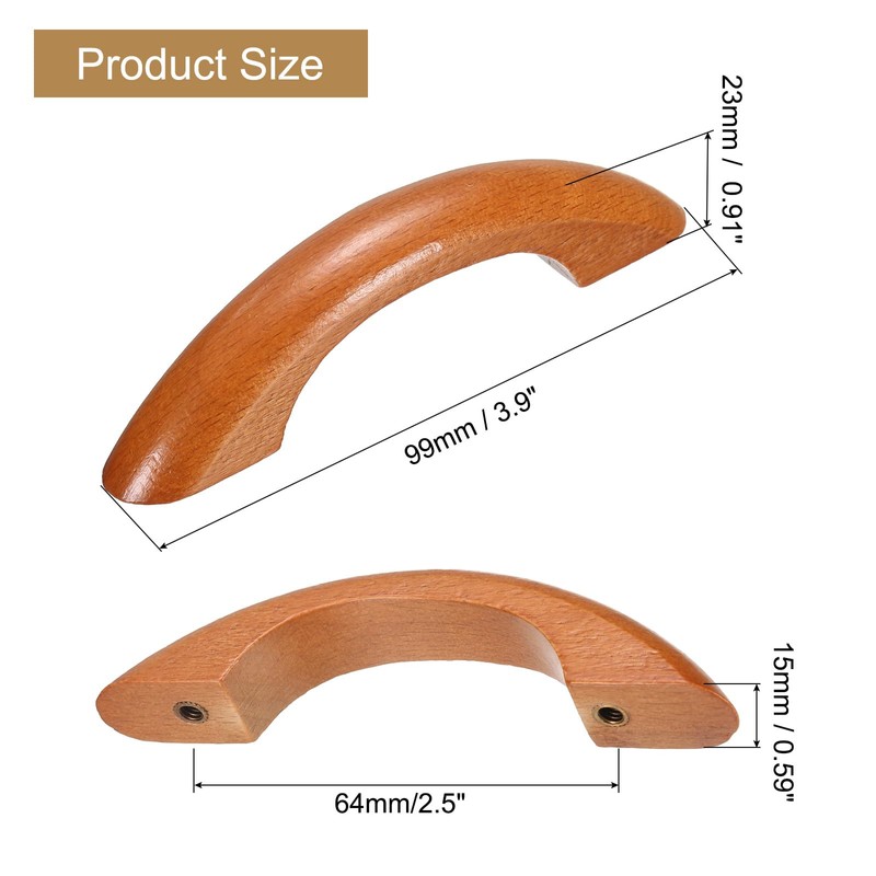 sourcing map 6Pcs Wood Drawer Pulls Handles, 64mm/2.5" Hole Spacing