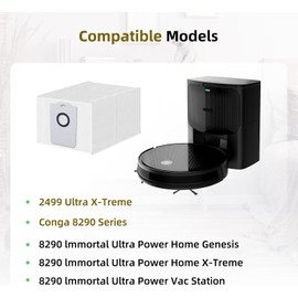 Pack de 12 bolsas de repuesto para eliminación automática de suciedad compatibles con Conga 8290/2499 Clean Base DustBin